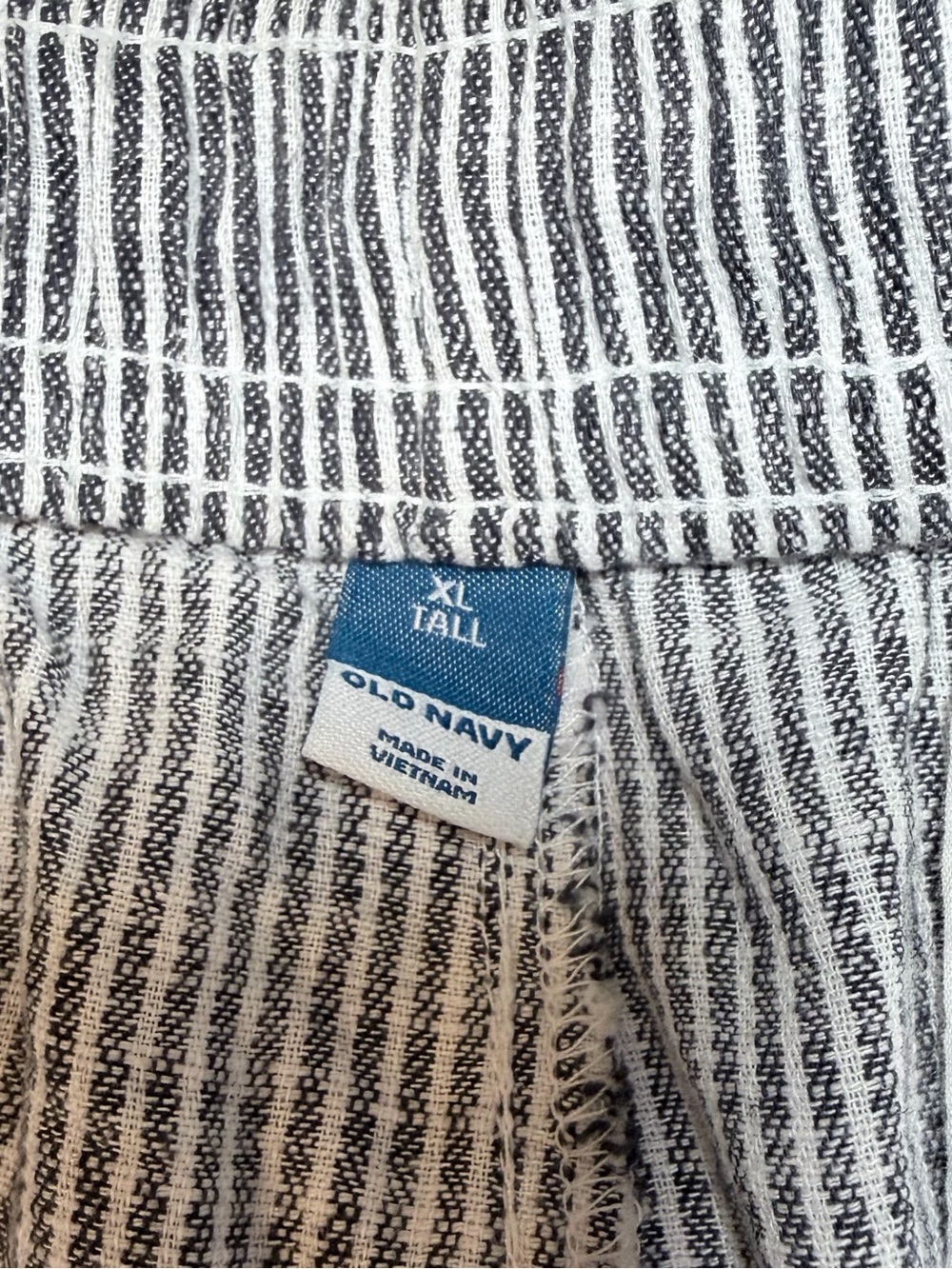 Old Navy Women's Navy and White Stripe Linen-Blend Pants XL Tall - Picture 2 of 7